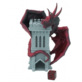 Dragon on tower PREMIUM - two-color tiny dice tower - FatesEnd Wyvern TinyTowers Dice Tower