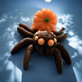 Ruchomy pająk skakun dyniowy fluorestencyjny - Tiny Pumpkin Spider - Cinderwing3D