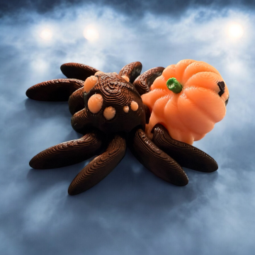 Ruchomy pająk skakun dyniowy fluorestencyjny - Tiny Pumpkin Spider - Cinderwing3D