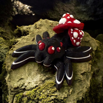 Ruchomy pająk muchomorowy skakun - Mushroom Tiny Spider - Cinderwing3D
