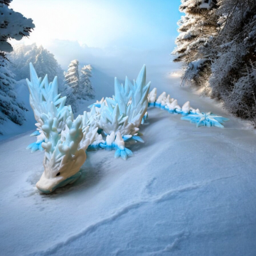 Winter Dragon Winged - Movable Figurine - Flexi - Cinderwing3D