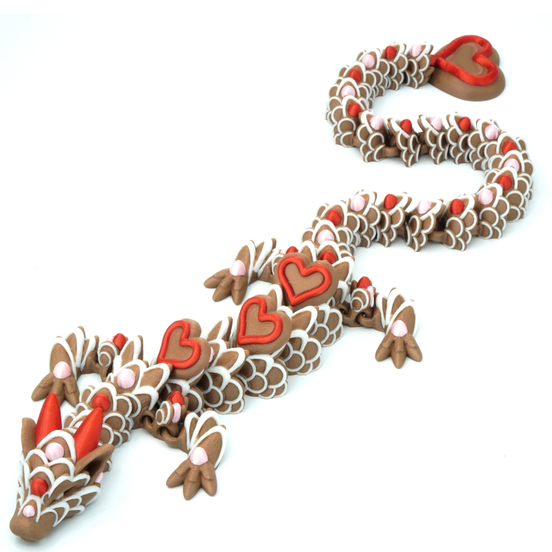 Heart Cookie Dragon - Movable Figurine - Flexi - Cinderwing3D