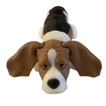 Brelok do kluczy pies Basset - ruchomy breloczek piesek