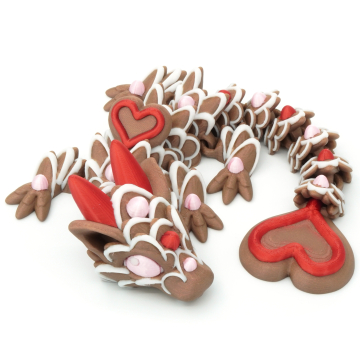 Młody ciasteczkowy przegubowy smok z motywem serca - Cinderwing3D Baby Heart Cookie Dragon