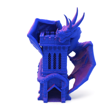 Smok na wieży - malutka wieża do kości - FatesEnd Wyvern TinyTowers Dice Tower - Dwukolorowy różowy i niebieski Matowy