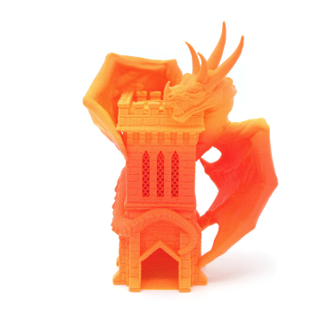 Dragon on the Tower - Tiny Dice Tower - FatesEnd Wyvern TinyTowers - Rainbow orange-yellow matte