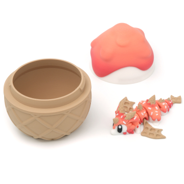 Słodki gofrowy przegubowy mini smok z jajkiem - Sugar Rush Dragon - Smok i jajko, Wielokolorowy jednolity