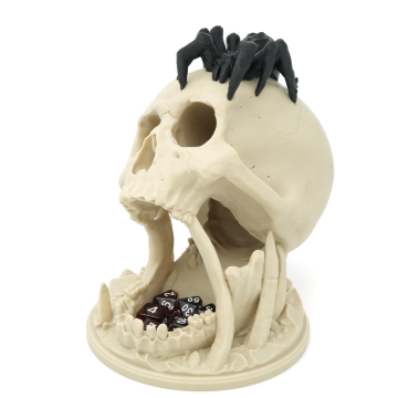 Czaszka pocałunek pustyni z czarnym pająkiem PREMIUM - wieża do kości - Desert's Kiss Skull Dice Tower