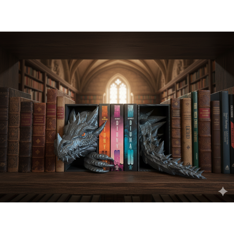 Głowa smoka z oczami ze źrenicami + ogon smoka - książkowy zakątek - zakładka między książki - Dragon Head and Tail Book Nook