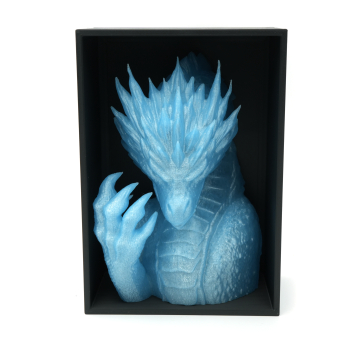 Lodowy smok + skrzydła - książkowy zakątek - zakładka między książki - Frost Dragon Book Nook - Duży (21cm x 10cm), Głowa