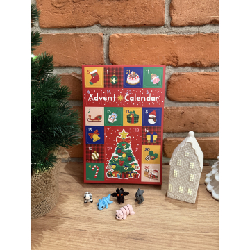 Kalendarz adwentowy z 24 minimalsami - ruchomymi figurkami zwierząt - Styl 2