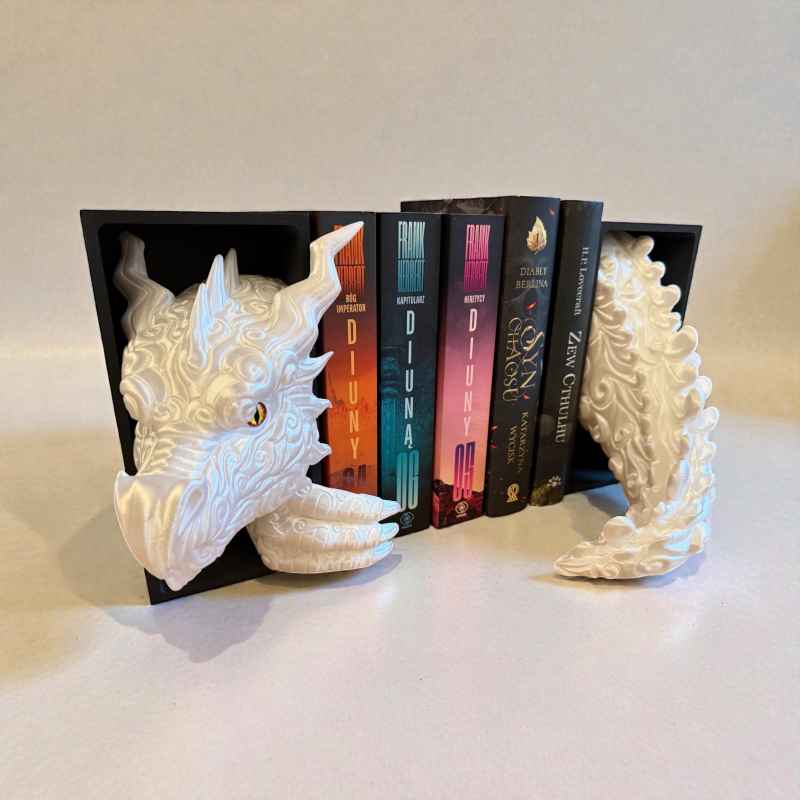 Głowa smoka chmur z oczami ze źrenicami + ogon smoka - książkowy zakątek - Book Nook