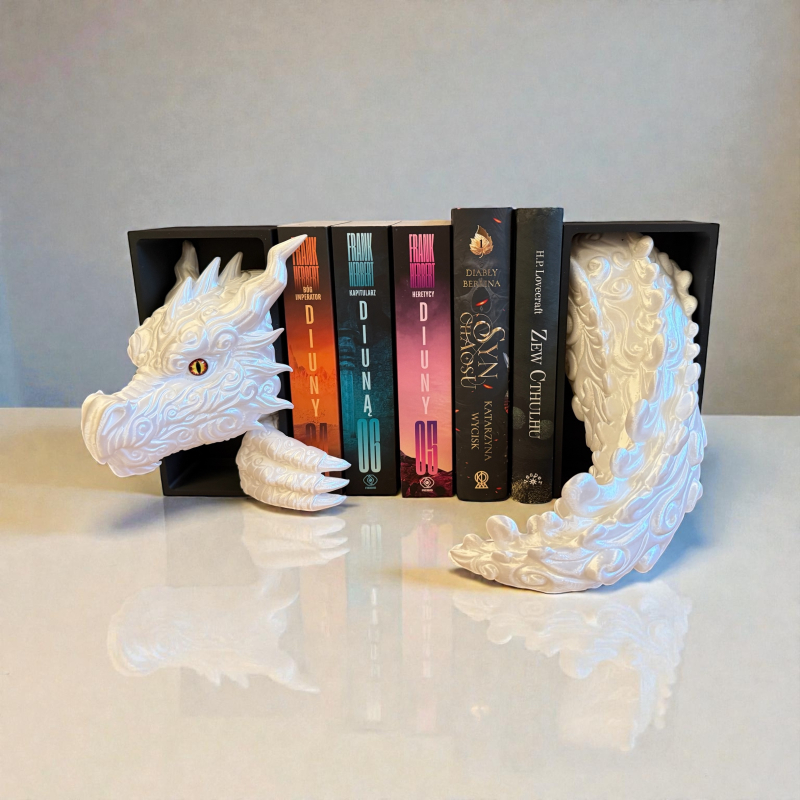 Głowa smoka chmur z oczami ze źrenicami + ogon smoka - książkowy zakątek - Book Nook