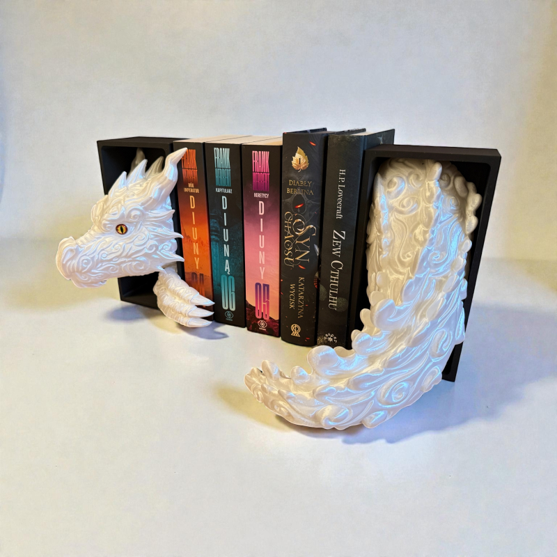 Głowa smoka chmur z oczami ze źrenicami + ogon smoka - książkowy zakątek - Book Nook