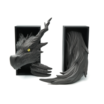 Głowa smoka cienia z oczami ze źrenicami + ogon smoka - książkowy zakątek - Book Nook