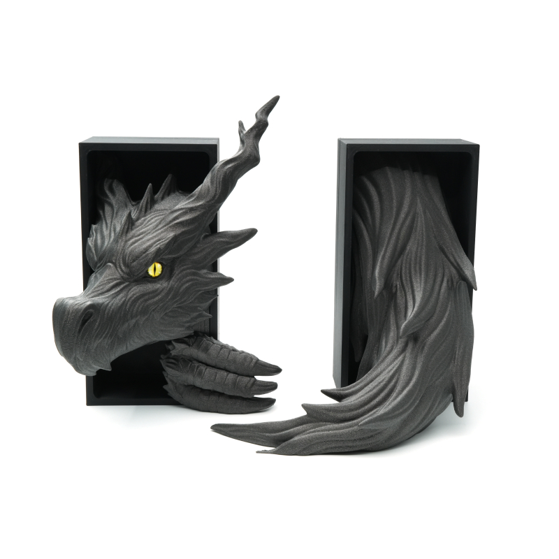 Głowa smoka cienia z oczami ze źrenicami + ogon smoka - książkowy zakątek - Book Nook