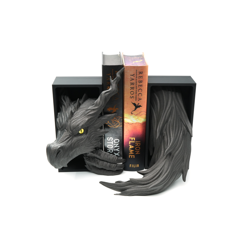 Głowa smoka cienia z oczami ze źrenicami + ogon smoka - książkowy zakątek - Book Nook