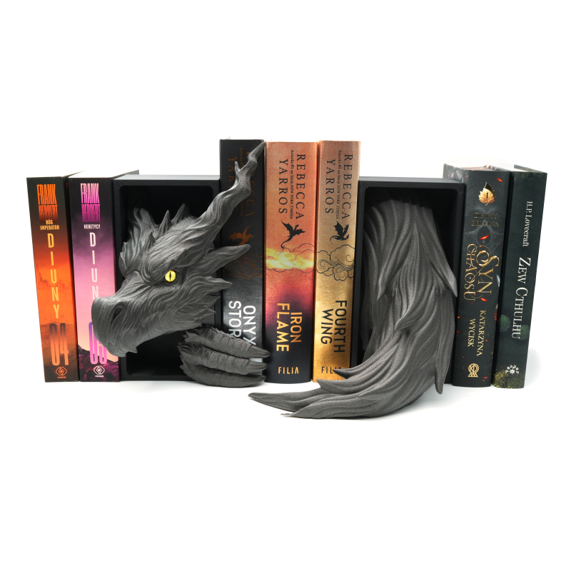 Głowa smoka cienia z oczami ze źrenicami + ogon smoka - książkowy zakątek - Book Nook