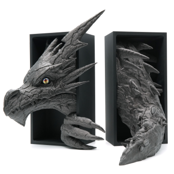 Lightning Dragon Head with eye and Tail - Book Nook - Galaxy Black with glitter, Head
