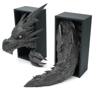 Lightning Dragon Head with eye and Tail - Book Nook - Galaxy Black with glitter, Head