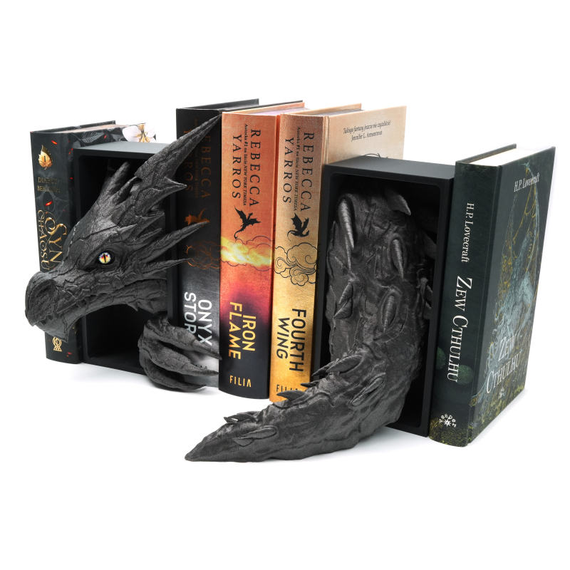 Głowa smoka błyskawicy z oczami ze źrenicami + ogon smoka - książkowy zakątek - Book Nook