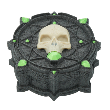 Nekromanta pojemnik z czaszką na kości PREMIUM - FatesEnd Necromancer Dice Vault - Zielony SILK