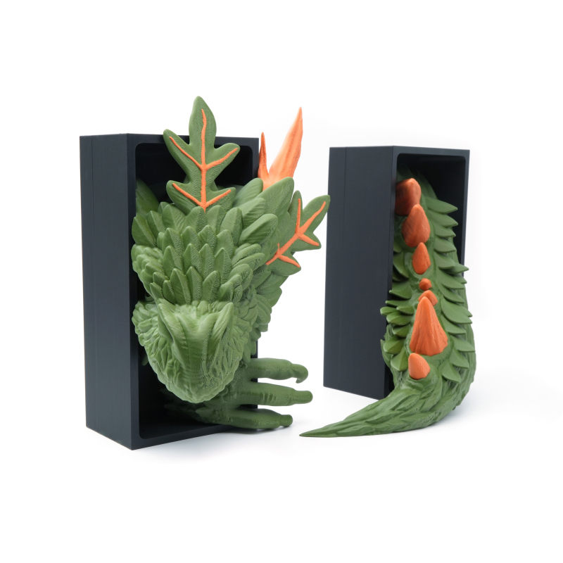 Forest Dragon Head with eye and Tail - Book Nook